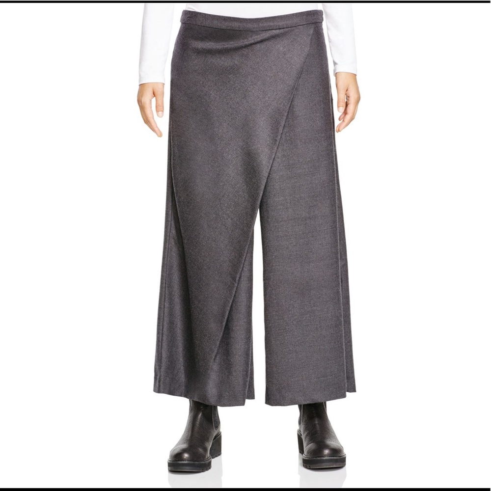 Eileen Fisher Petite Wool Fold Over Ankle Pant